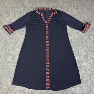 Navy blue striped collar dress